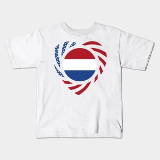 Dutch American Multinational Patriot Flag Series (Heart) Kids T-Shirt